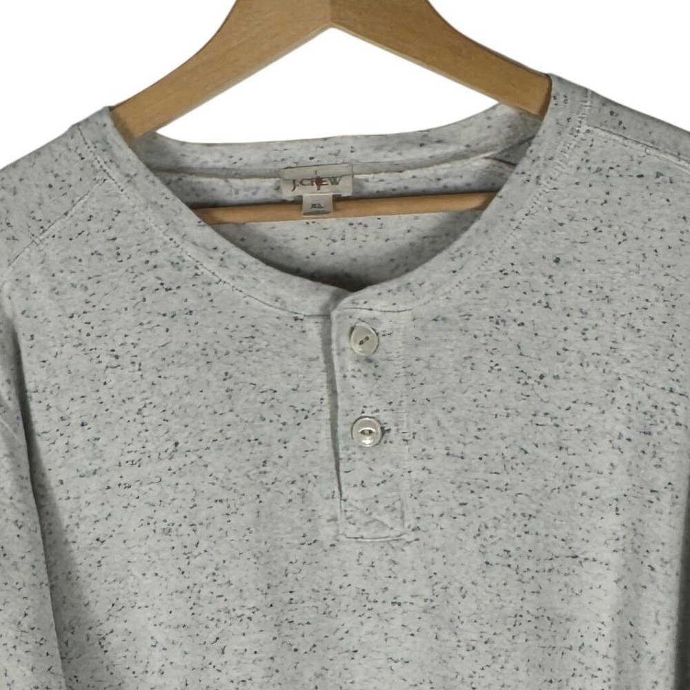 J.Crew Henley Shirt Mens XL Grey Blue Speckled Cotton Long Sleeve Outdoor